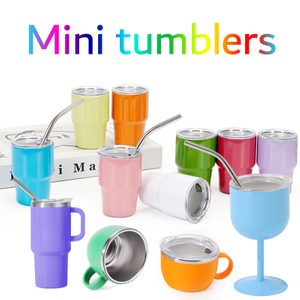 Mini-Edelstahlbecher Color Pop mit Deckel und Strohhalm